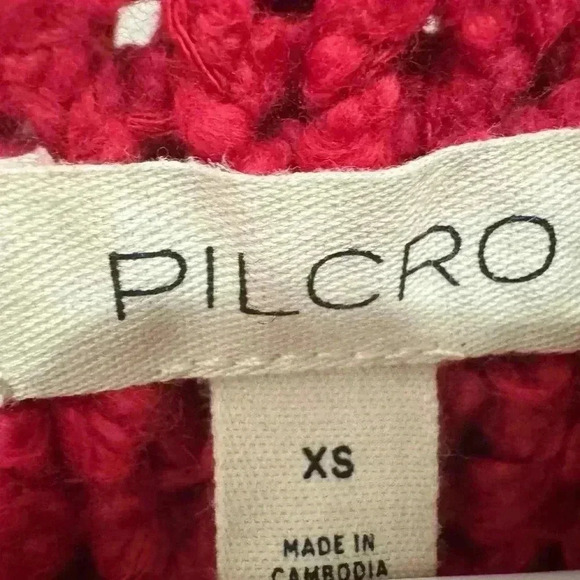 Anthropologie Pilcro Sailcloth Hooded Sweater Red Raspberry Oversized Sz. XS - Picture 8 of 8